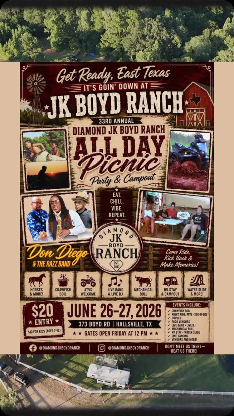 33rd Annual Diamond JK Boyd Ranch All-Day Picnic, Party & Campout