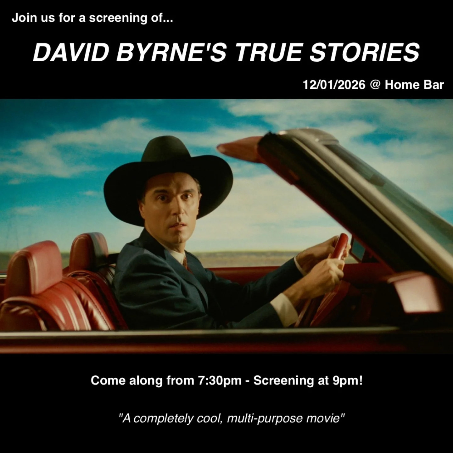 Screening of "True Stories" at Home Bar
