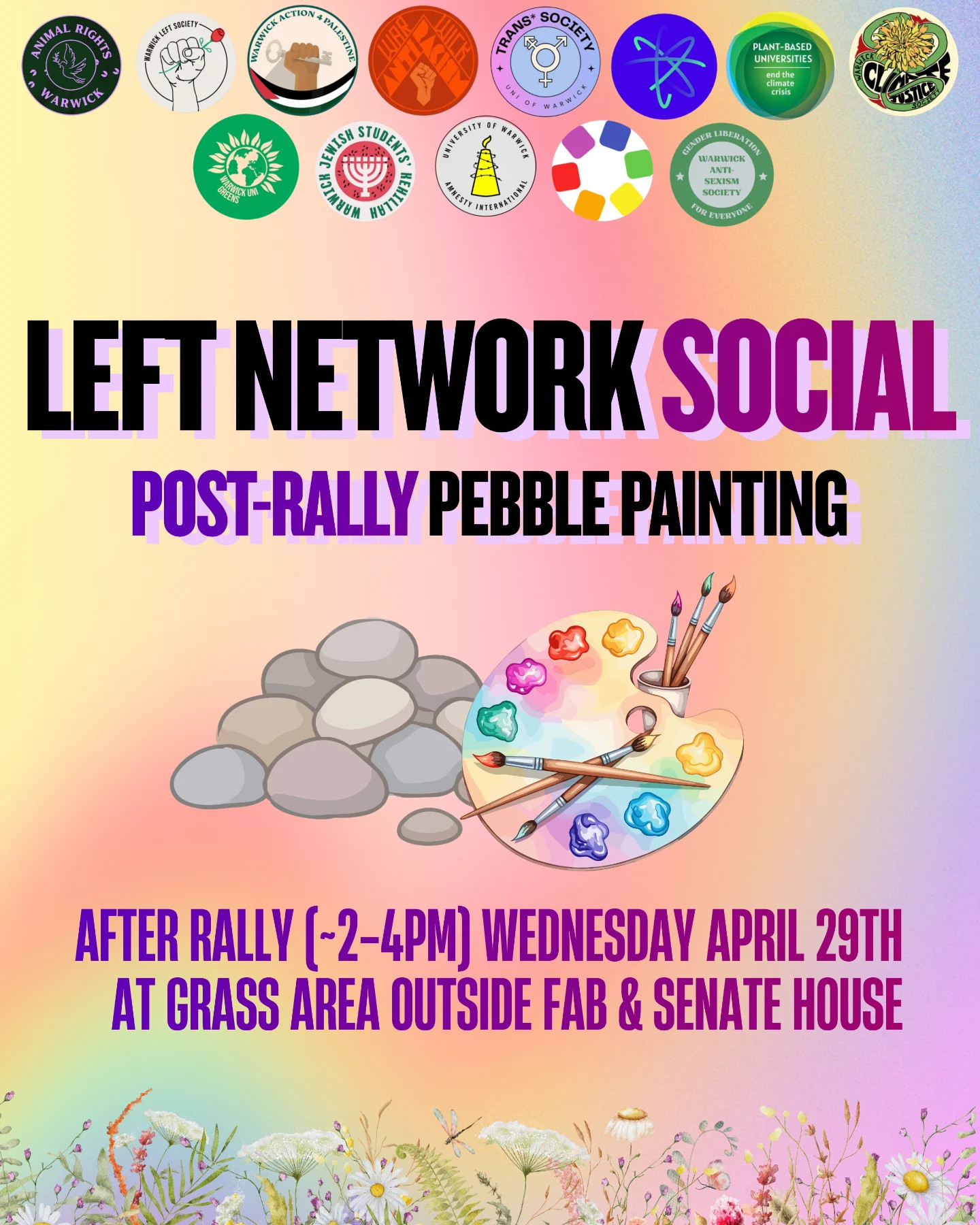 Left Network Social - Post-Rally Pebble Painting