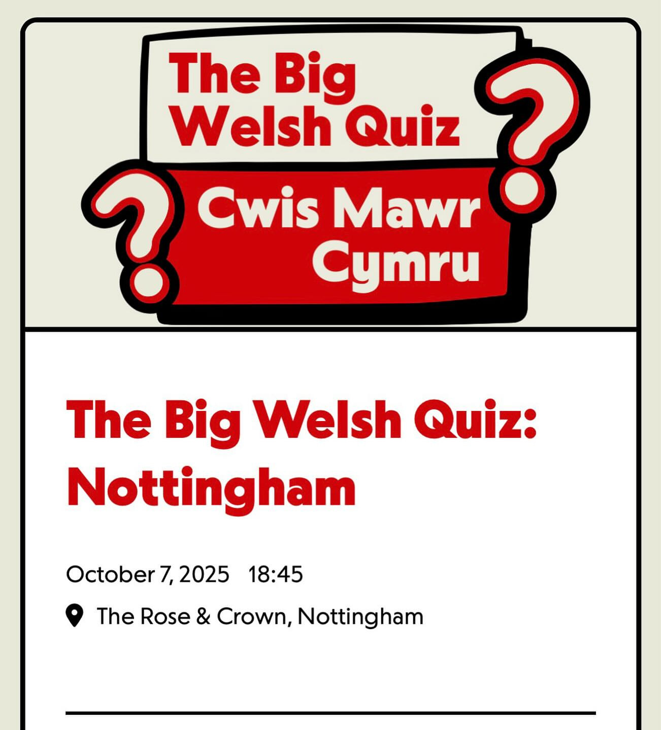 The Big Welsh Quiz: Nottingham