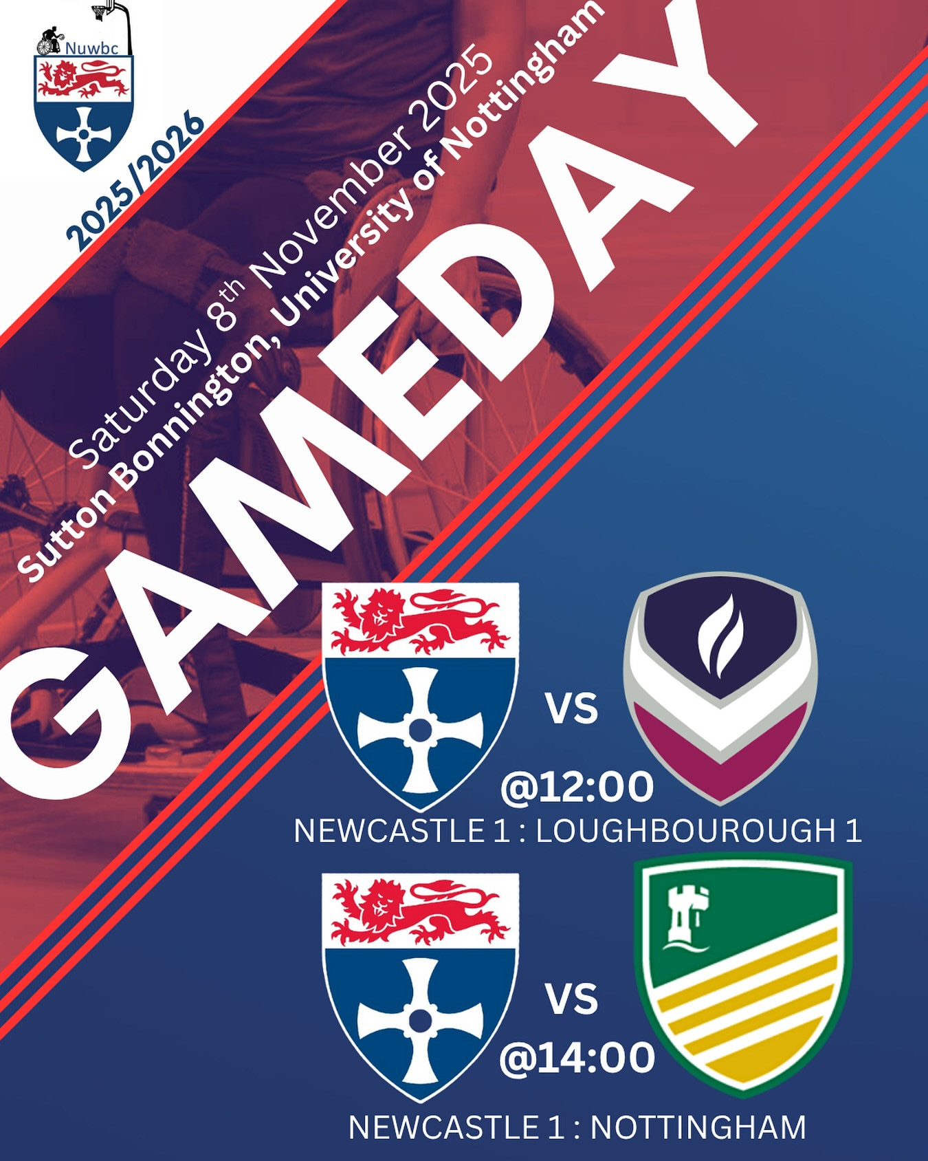 BUCS season games vs Loughborough 1 and Nottingham