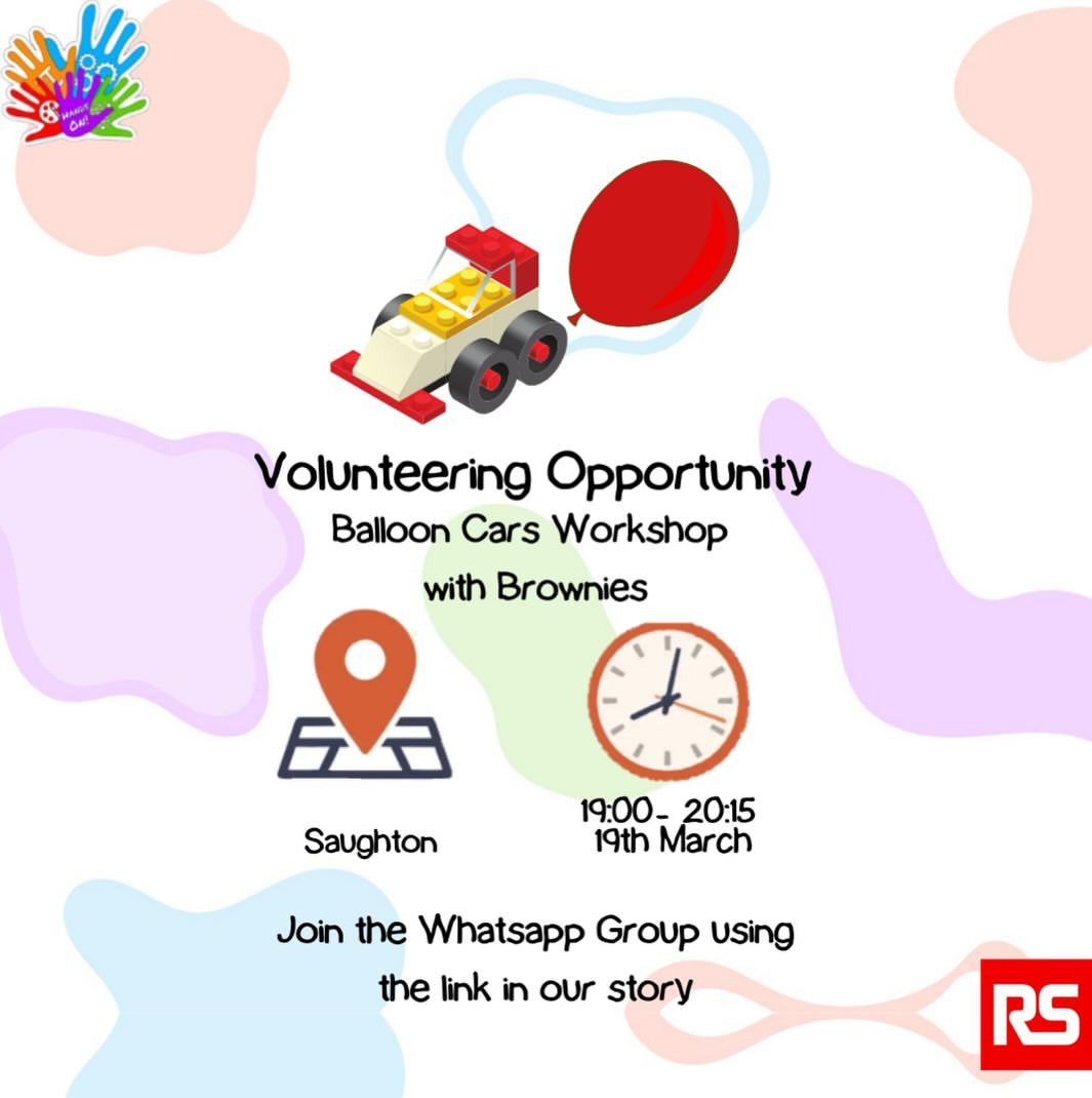 Volunteering Opportunity: Balloon Cars Workshop with Brownies