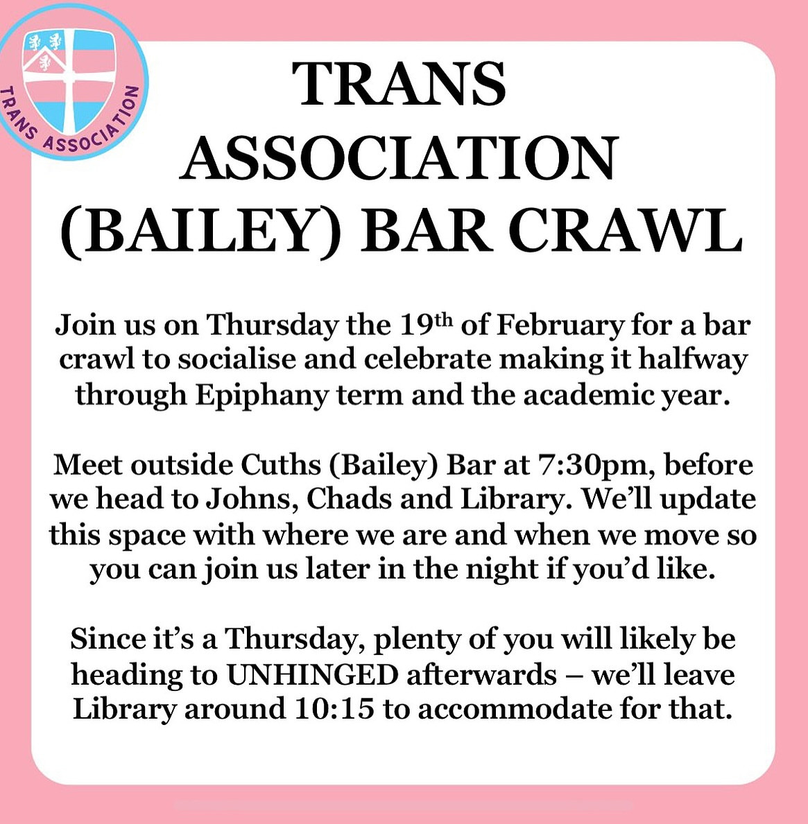 Trans Association (Bailey) Bar Crawl
