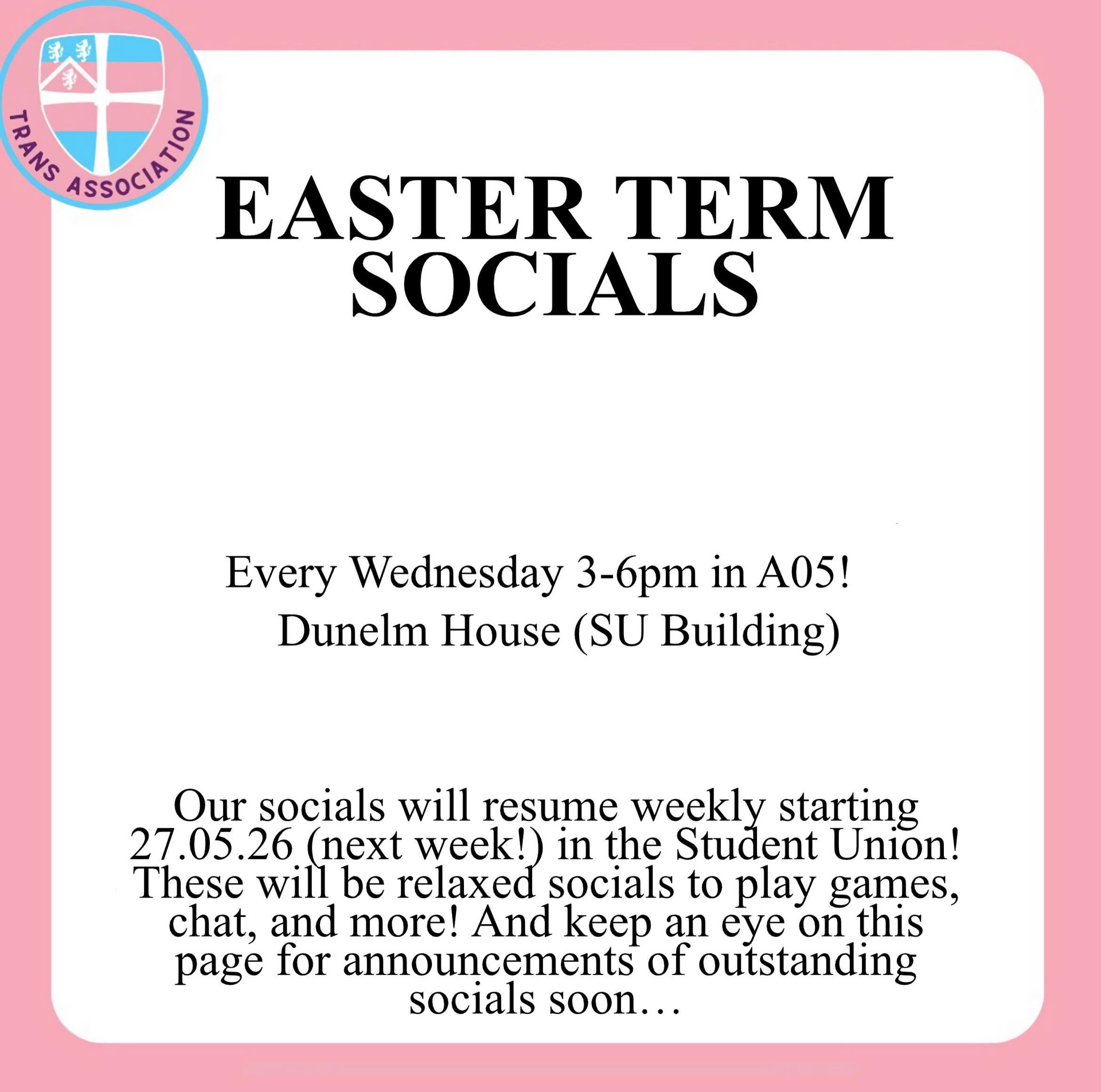 Easter Term Socials