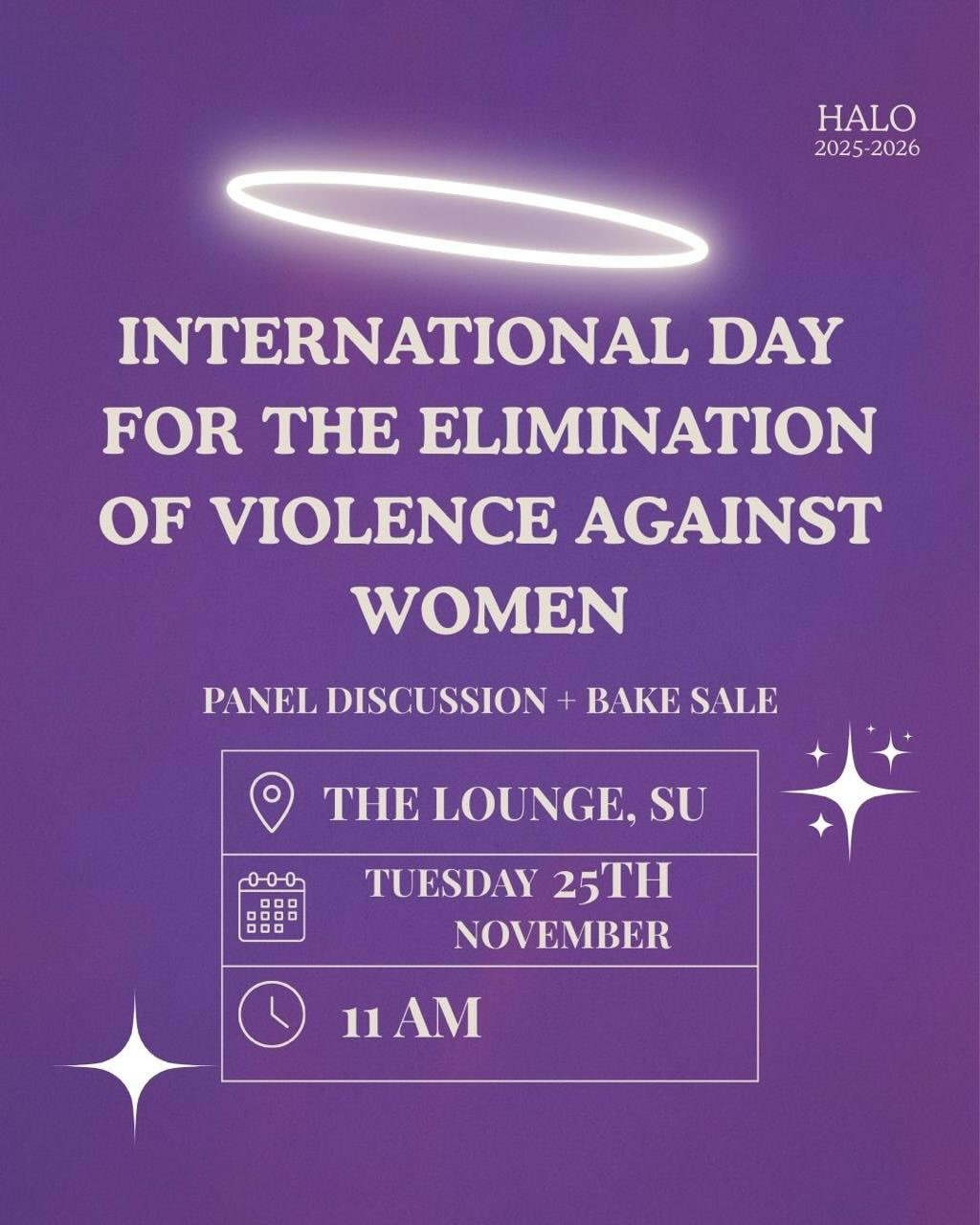 International Day for the Elimination of Violence Against Women - Panel Discussion & Bake Sale