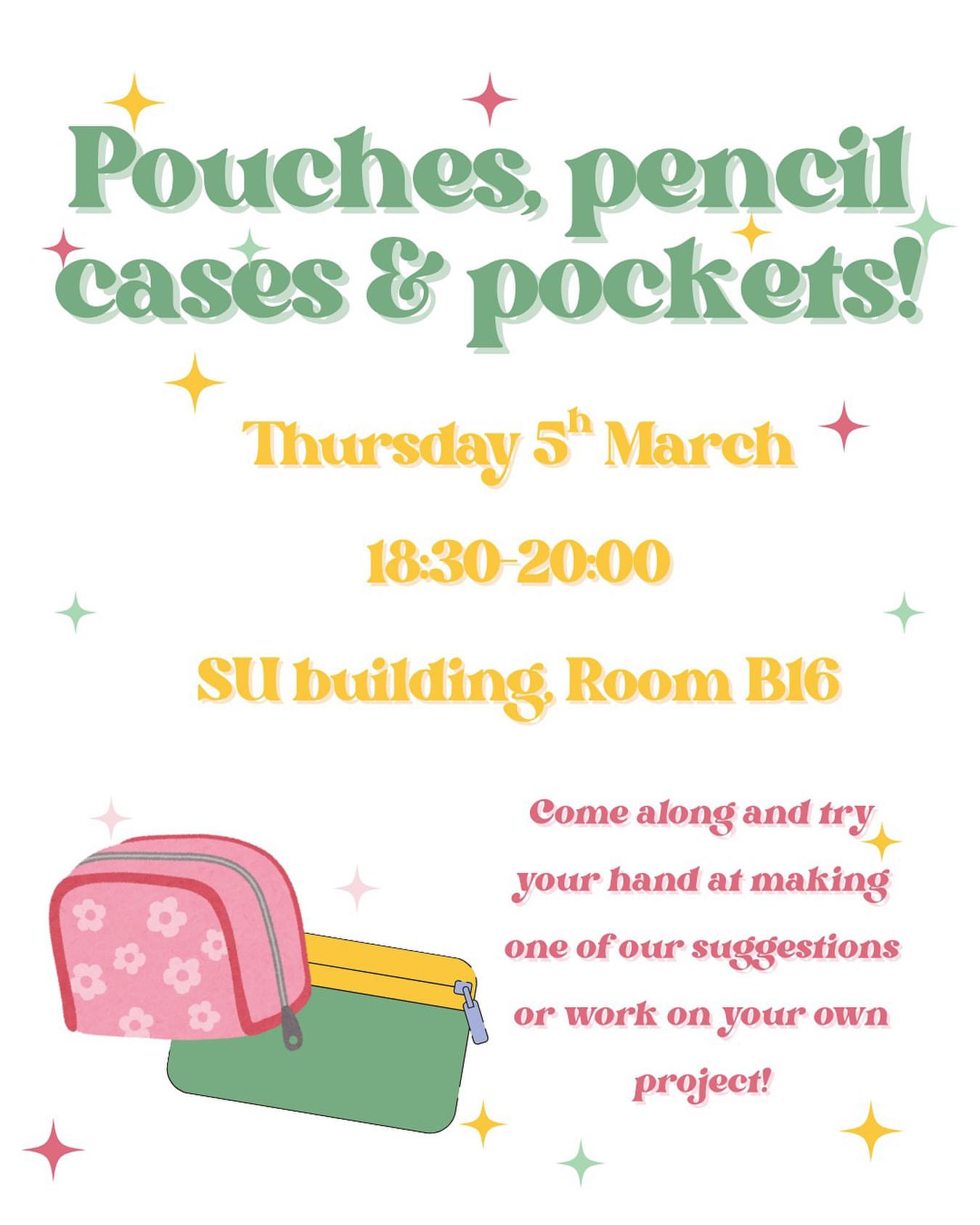 Pouches, pencil cases & pockets making session