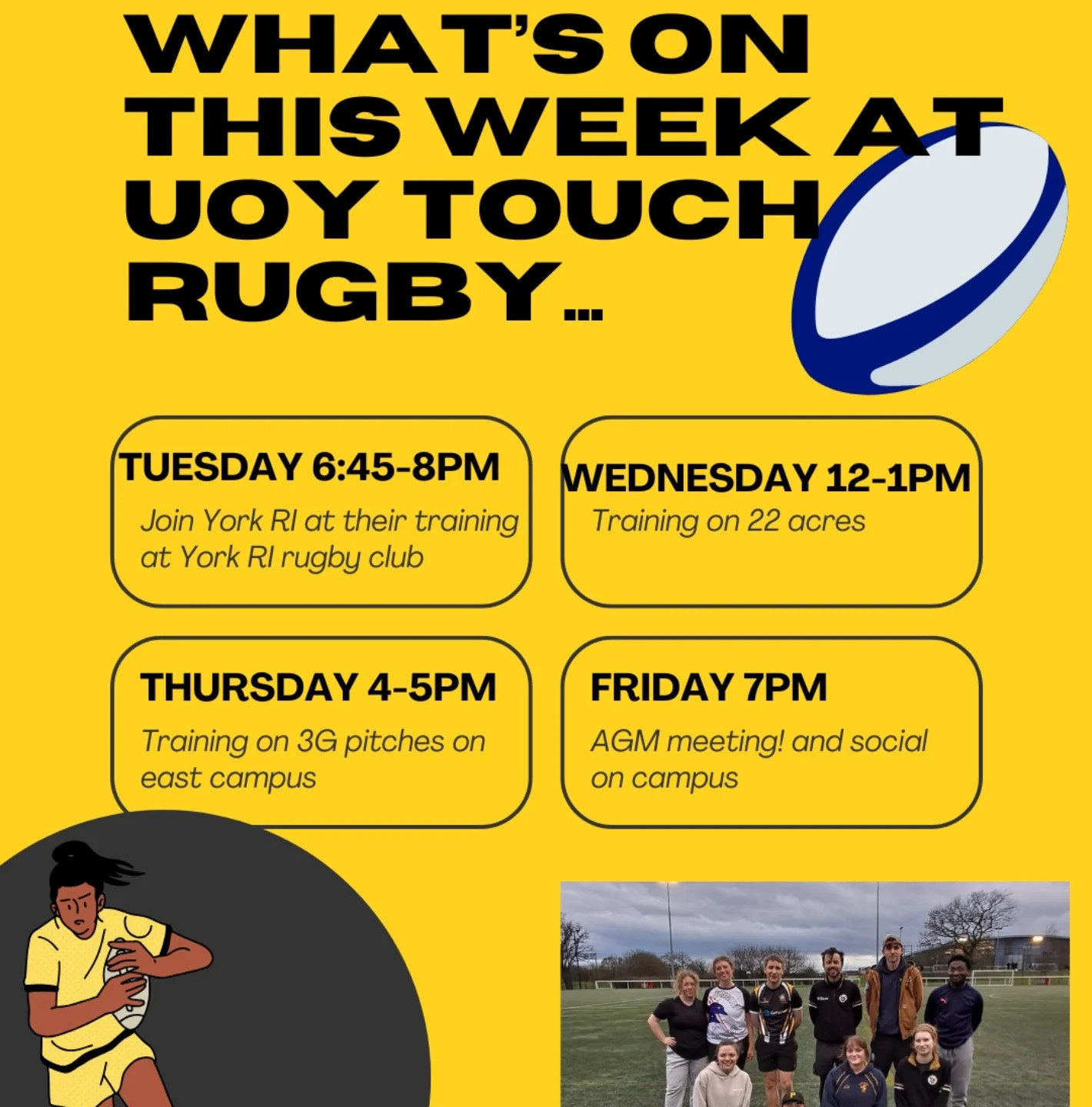 What's On This Week at UOY Touch Rugby