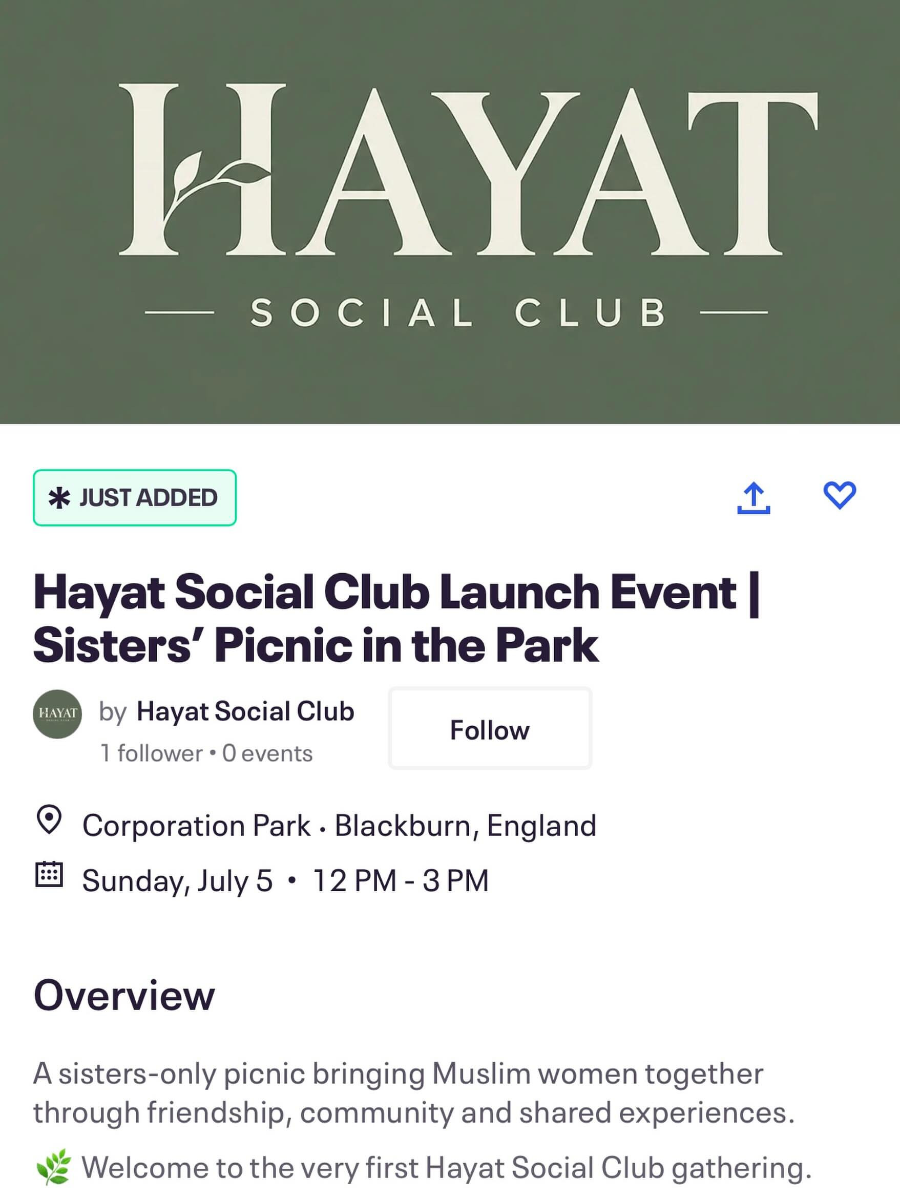 Hayat Social Club Launch Event | Sisters' Picnic in the Park