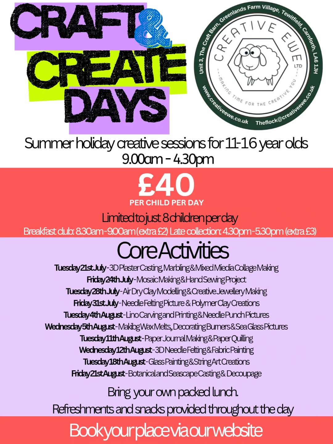 Summer Holiday Craft and Create Days