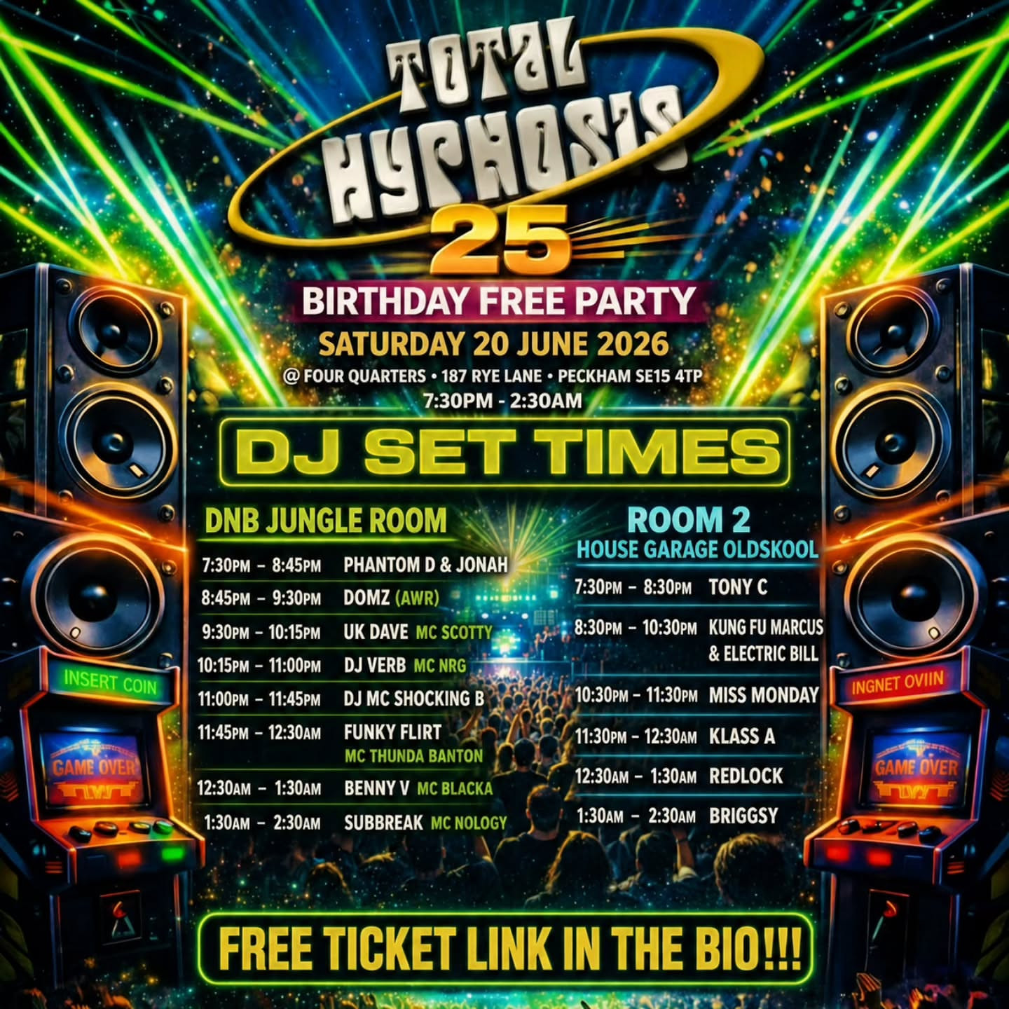 Total Hypnosis 25th Birthday Free Party