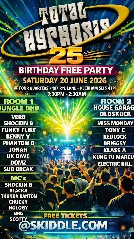 Total Hypnosis 25th Birthday Free Party