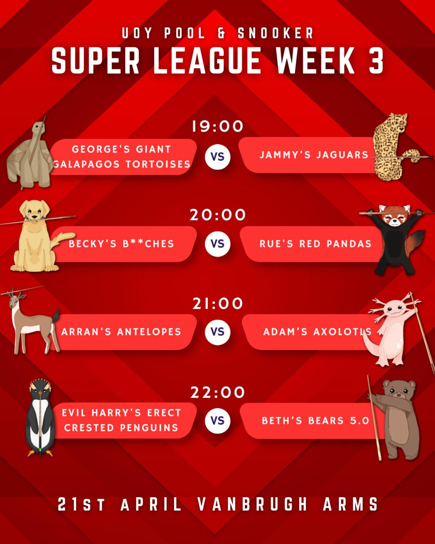 UOY Pool & Snooker Super League Week 3