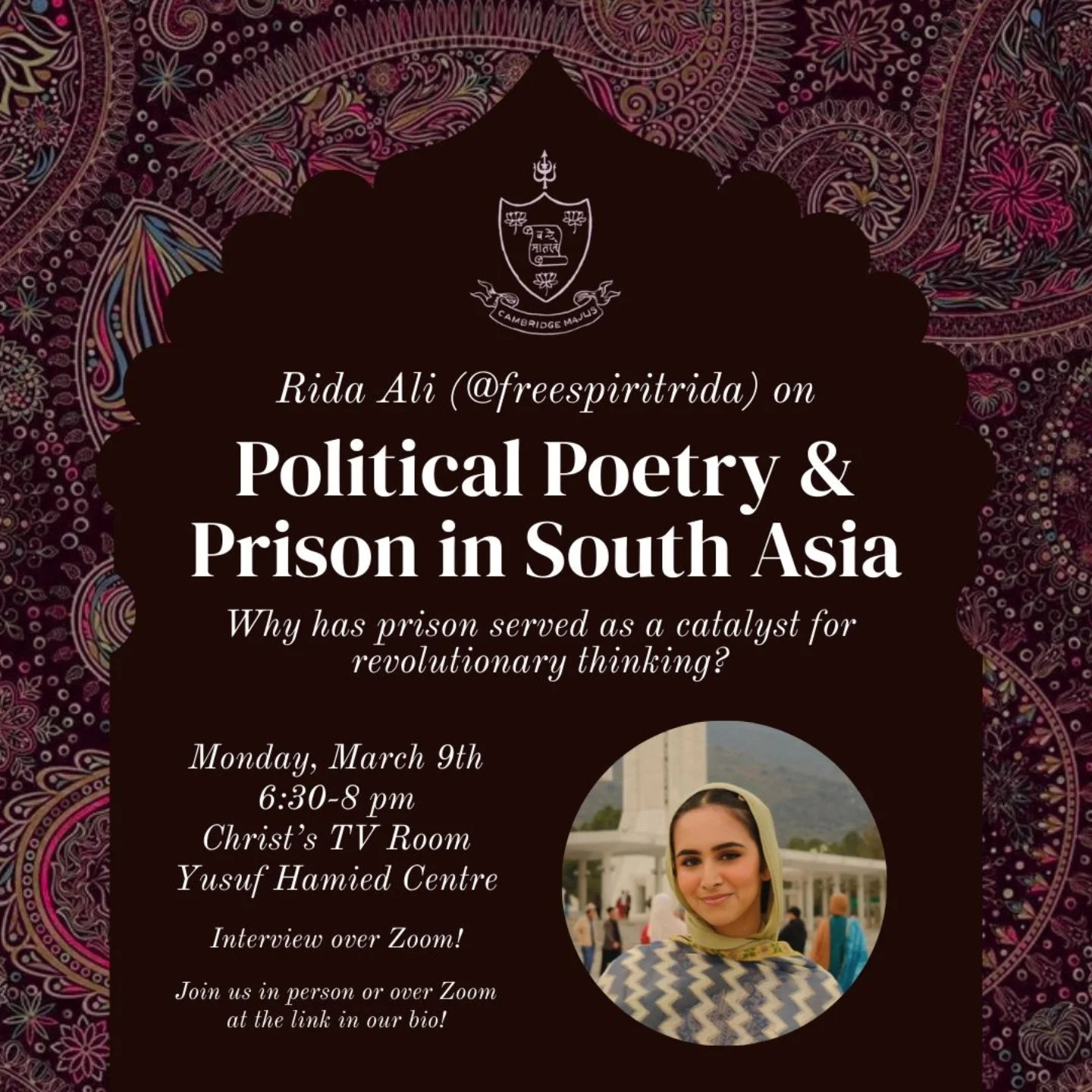 Political Poetry & Prison in South Asia: A talk with Rida Ali