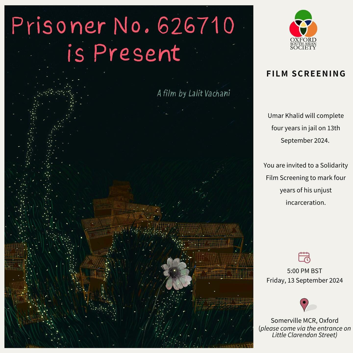 Solidarity Film Screening: Prisoner No. 626710 is Present