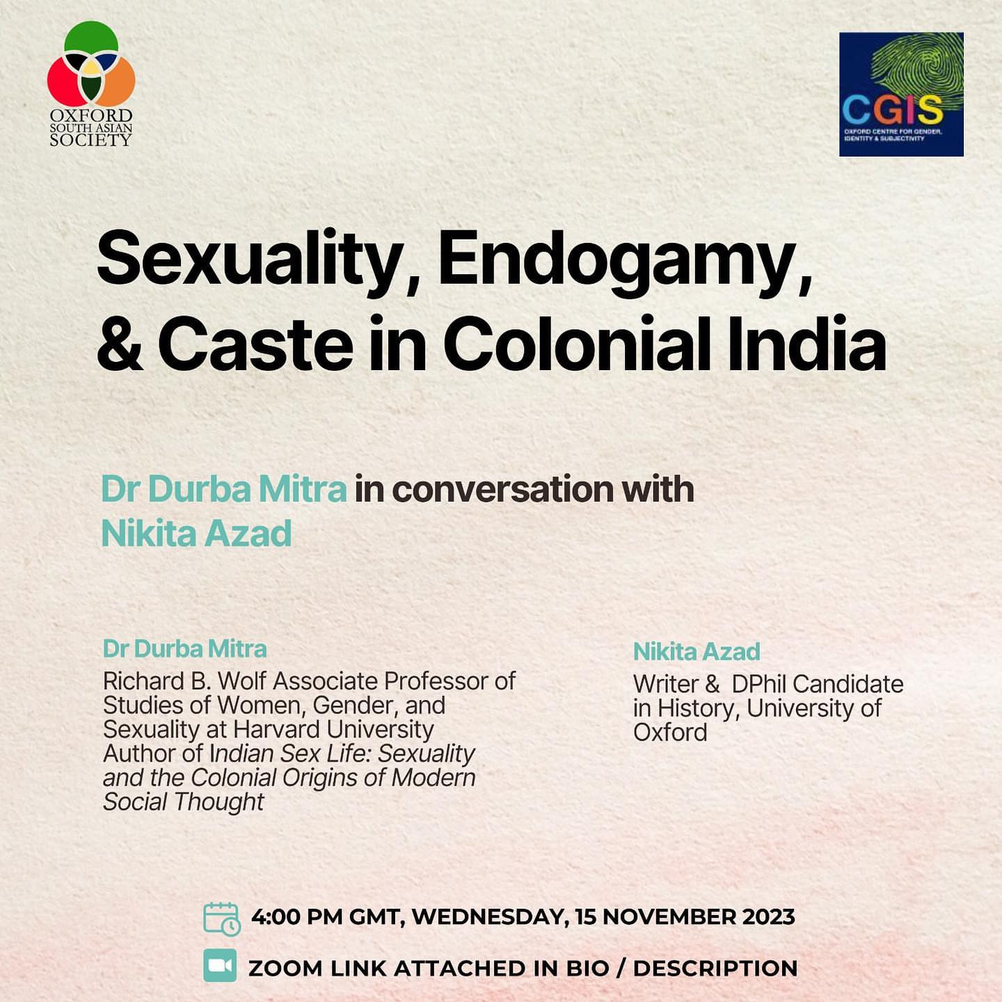 Sexuality, Endogamy, & Caste in Colonial India
