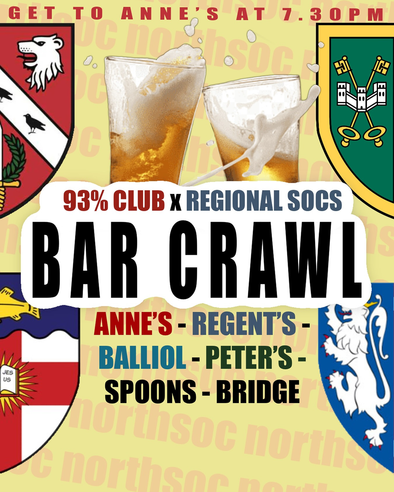 93% Club x Regional Socs Bar Crawl