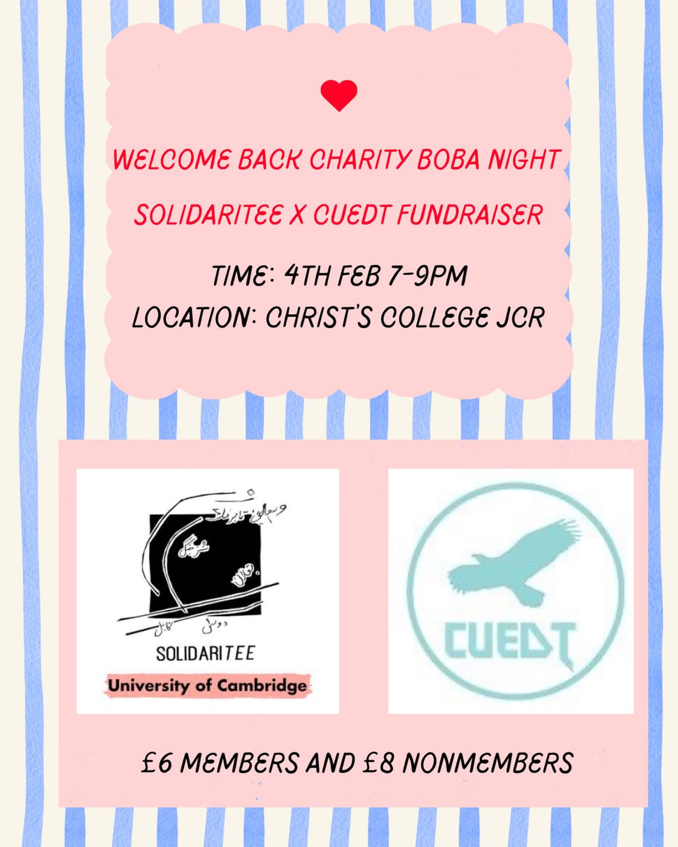 Welcome Back Charity Boba Night