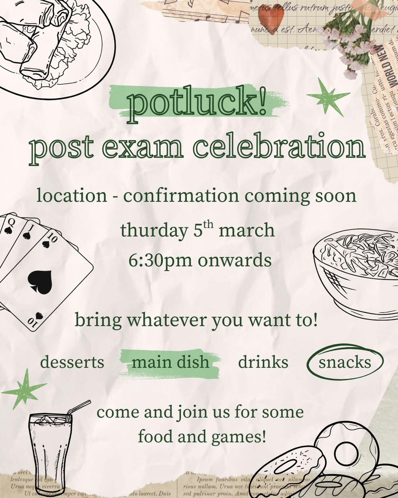 Post Exam Celebration Potluck