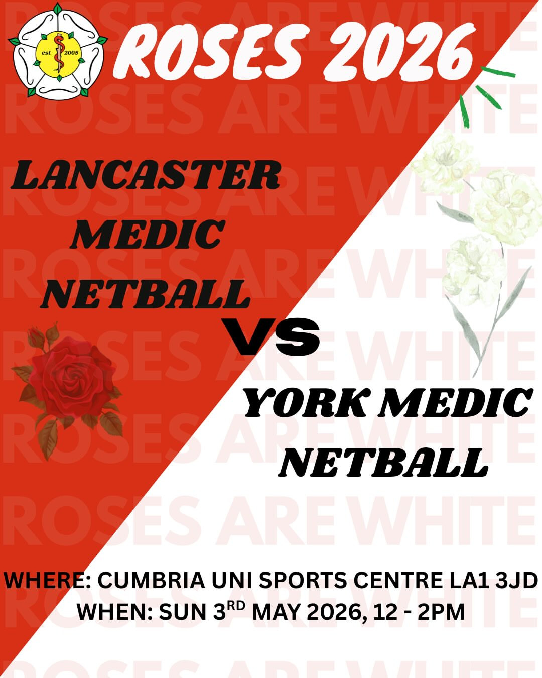 Roses 2026: York Medics Netball vs Lancaster Medics Netball