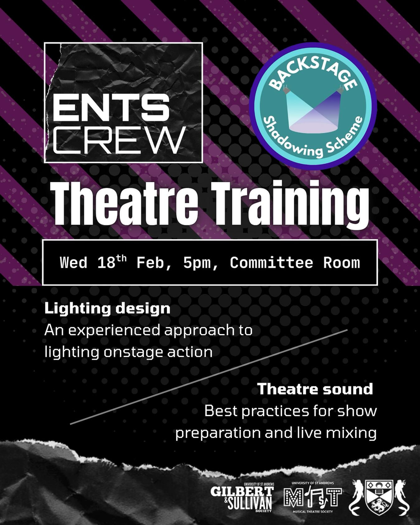 Ents Crew & Backstage Shadowing Scheme Theatre Training