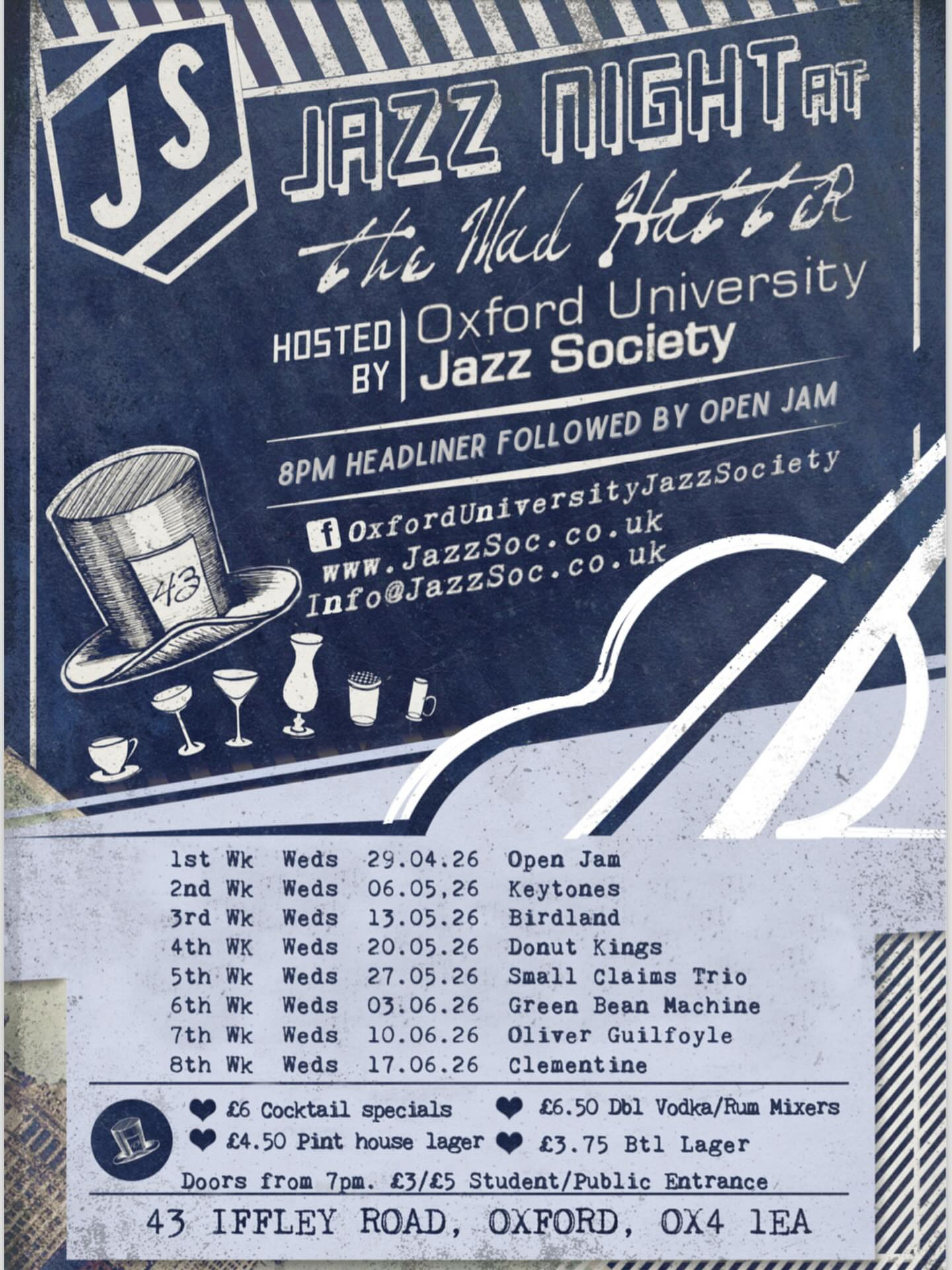 Jazzsoc Termcard - Trinity Term 2026