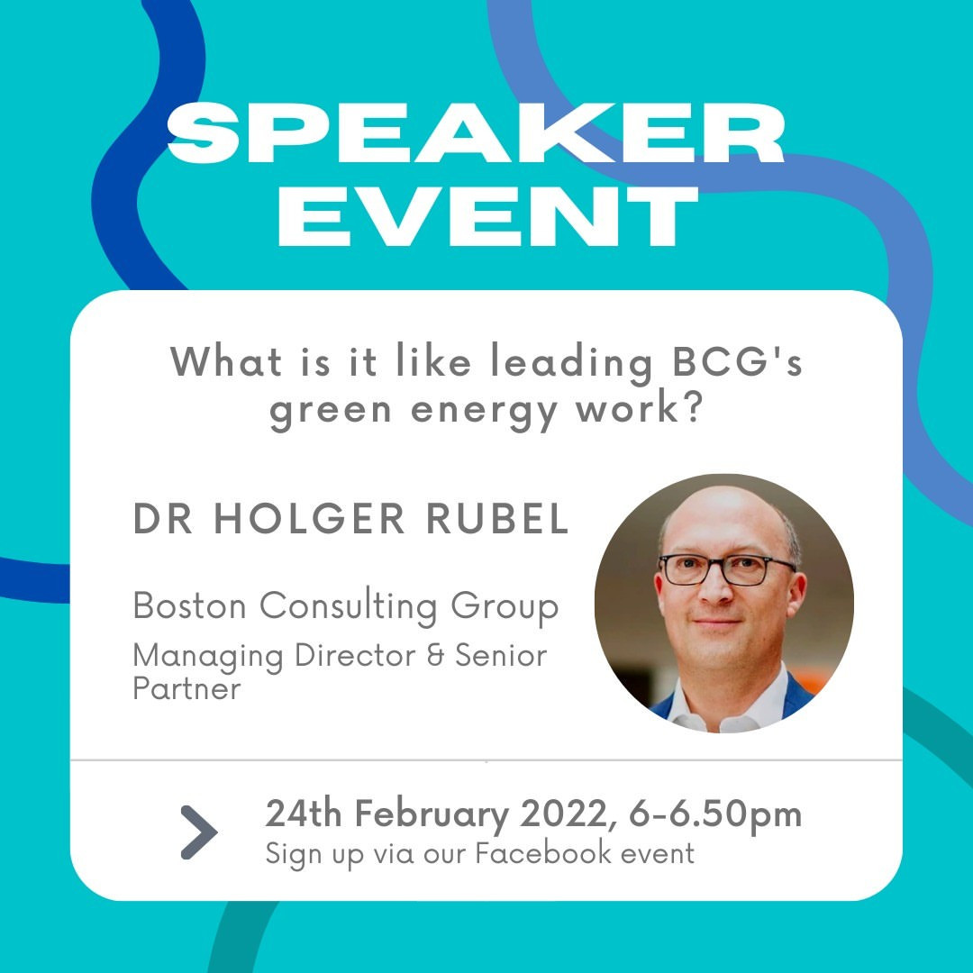Speaker Event: Dr Holger Rubel on Green Energy