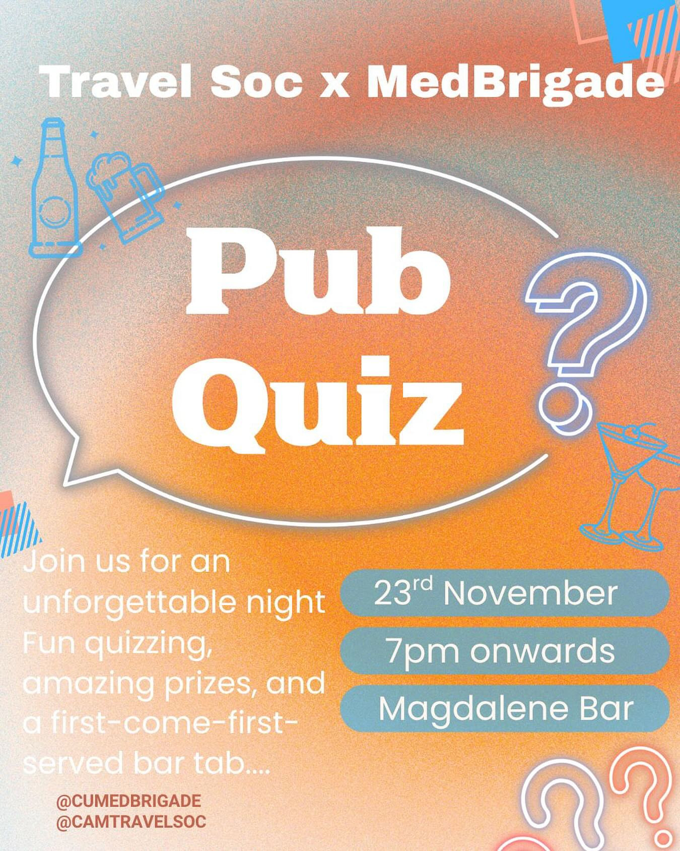 Travel Soc x MedBrigade Pub Quiz
