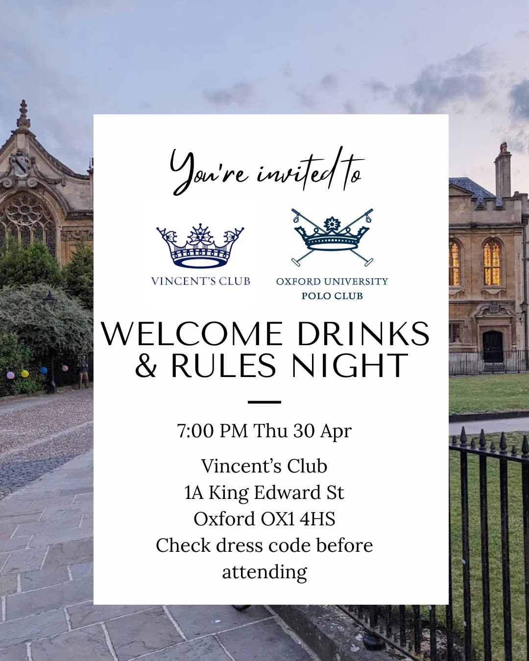 Welcome Drinks & Rules Night