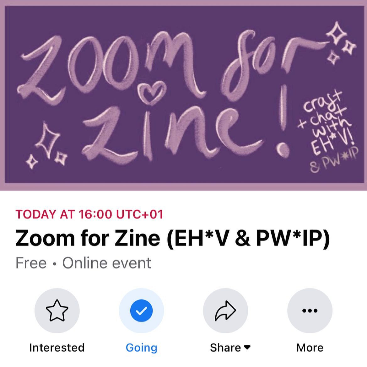 Zoom for Zine (EH*V & PW*IP) Arts and Craft Social