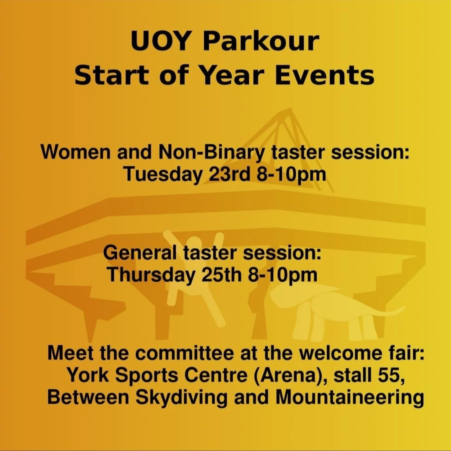 Parkour Taster Sessions & Welcome Fair