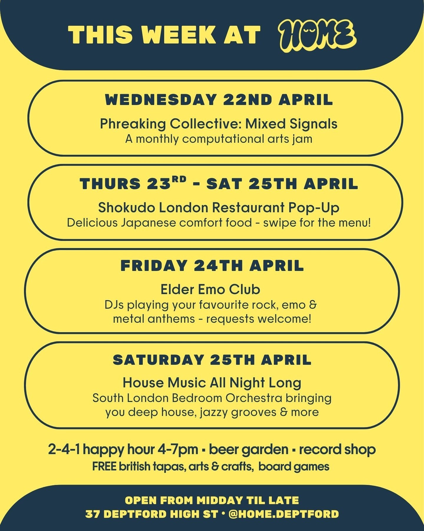 Various Events at HOME Deptford